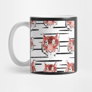 Tiger Head Black Stripes Watercolor Pattern Mug